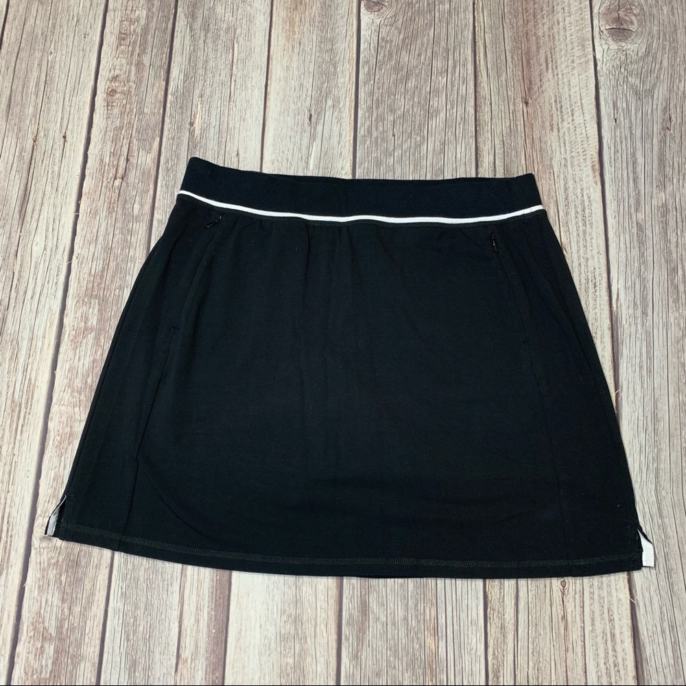 T by Talbots Womens Knot Skort Size L Black Cotton Blend Zip Pockets Pull ON.